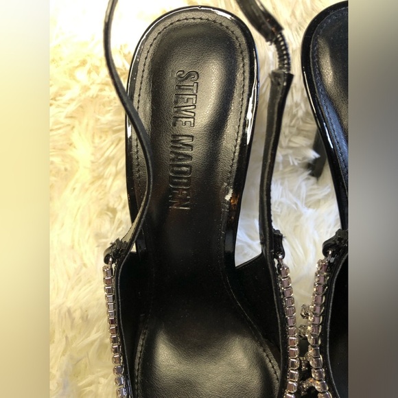 Steve Madden Black Slingback Heels with Rhinestone Detailing - Picture 8 of 16